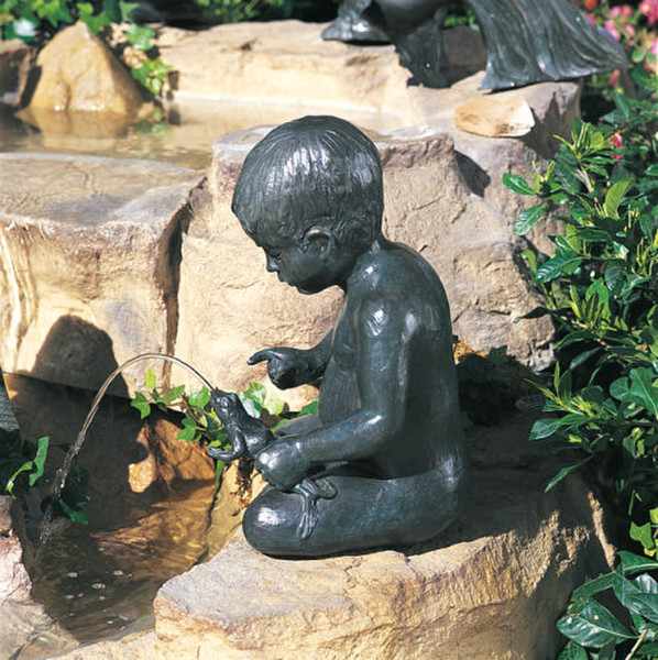 The Squeeze Boy with Frog Water Feature Bronze Spouting pond